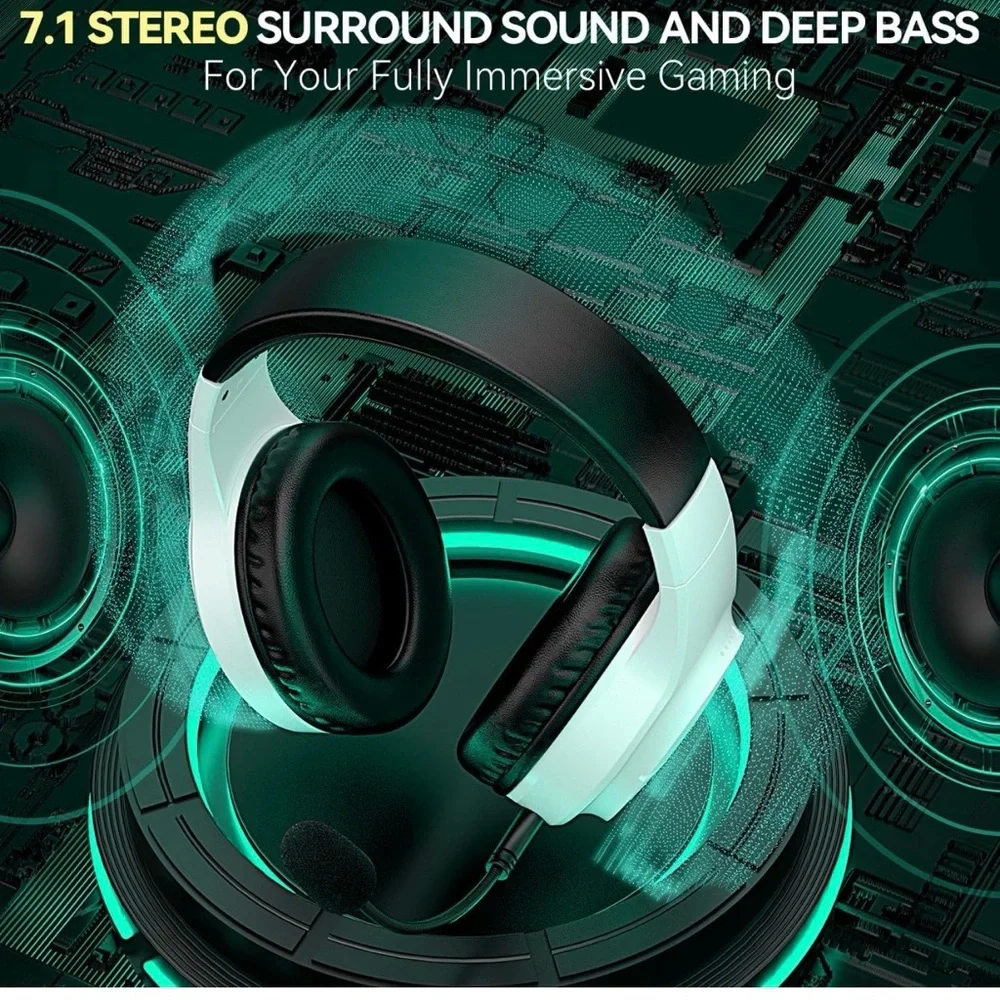 White Gaming Headset with RGB Lights